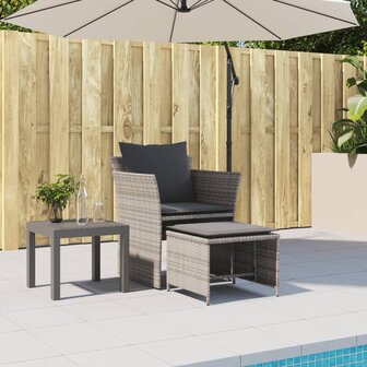Tuinstoel met voetenbank poly rattan grijs