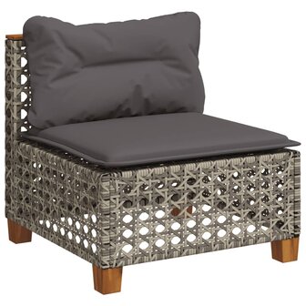 5-delige Loungeset met kussens poly rattan grijs
