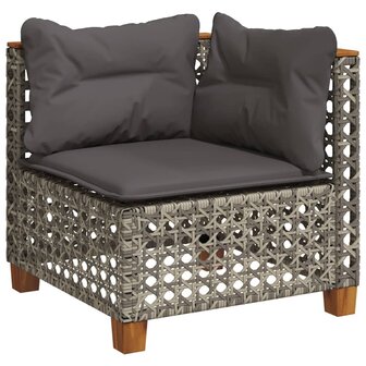 11-delige Loungeset met kussens poly rattan grijs