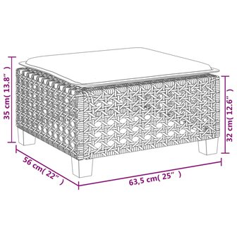 7-delige Loungeset met kussens poly rattan grijs