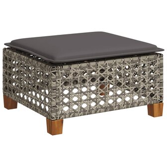 6-delige Loungeset met kussens poly rattan grijs