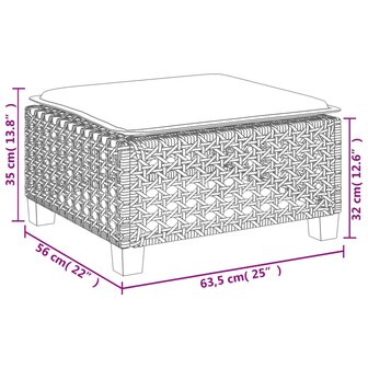 6-delige Loungeset met kussens poly rattan grijs