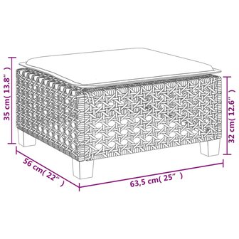 8-delige Loungeset met kussens poly rattan grijs