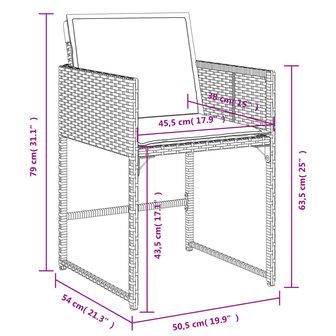 9-delige Tuinset met kussens poly rattan grijs