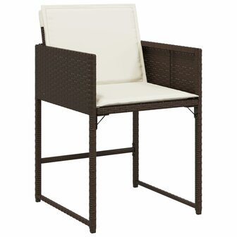 7-delige Tuinset met kussens poly rattan bruin