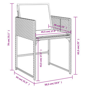 11-delige Tuinset met kussens poly rattan bruin