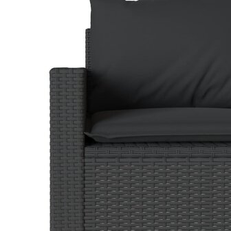 6-delige Loungeset met kussens poly rattan zwart