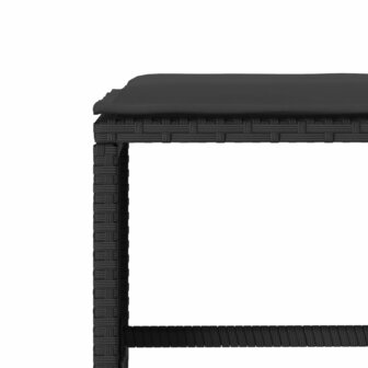 6-delige Loungeset met kussens poly rattan zwart