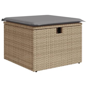 9-delige Loungeset met kussens poly rattan beige