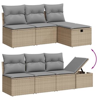 8-delige Loungeset met kussens poly rattan beige