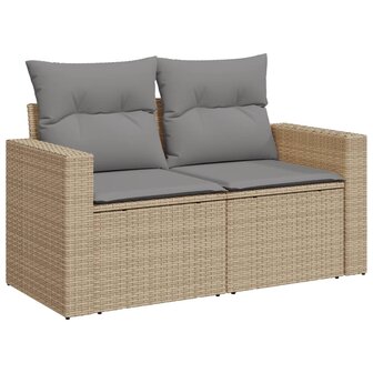 9-delige Loungeset met kussens poly rattan beige