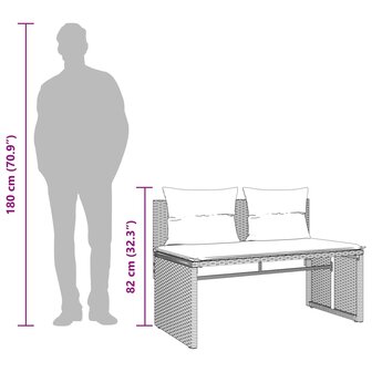 4-delige Loungeset met kussens poly rattan grijs