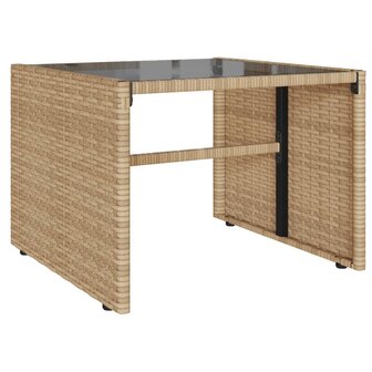 4-delige Loungeset met kussens poly rattan beige