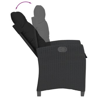 5-delige Tuinset met kussens poly rattan zwart