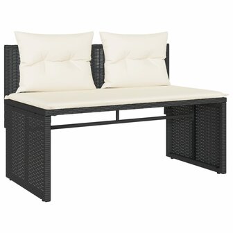 4-delige Loungeset met kussens poly rattan zwart