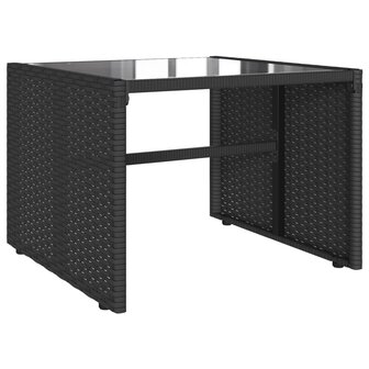4-delige Loungeset met kussens poly rattan zwart