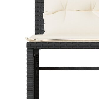 4-delige Loungeset met kussens poly rattan zwart