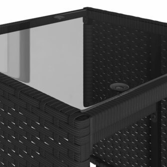 4-delige Loungeset met kussens poly rattan zwart