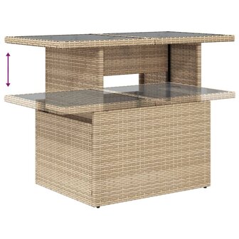 8-delige Loungeset met kussens poly rattan beige