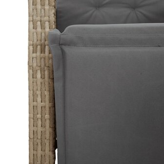 5-delige Tuinset met kussens poly rattan gemengd beige