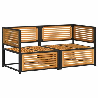 2-delige Loungeset met kussens massief acaciahout