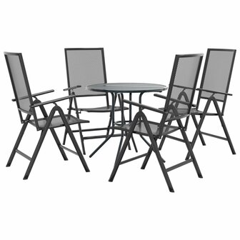 5-delige Tuinset verstelbaar gepoedercoat staal antracietkleur