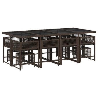 13-delige Tuinset met kussens poly rattan bruin