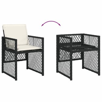 5-delige Tuinset met kussens poly rattan zwart