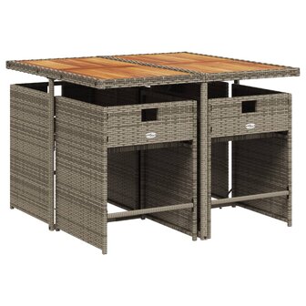 5-delige Tuinset met kussens poly rattan grijs