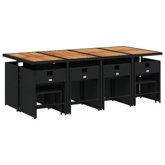 9-delige Tuinset poly rattan zwart