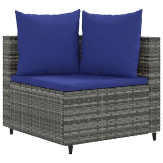 4-delige Loungeset met kussens poly rattan grijs