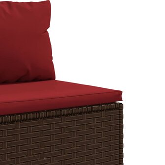 4-delige Loungeset met kussens poly rattan bruin