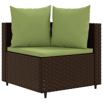 8-delige Loungeset met kussens poly rattan bruin