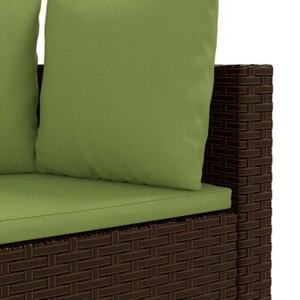 8-delige Loungeset met kussens poly rattan bruin