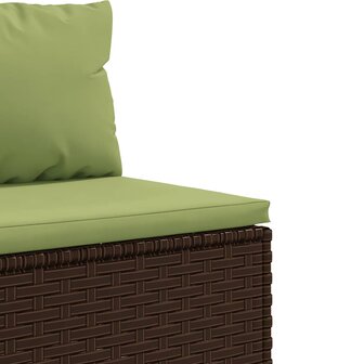 8-delige Loungeset met kussens poly rattan bruin
