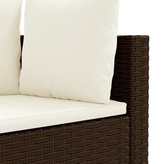 3-delige Loungeset met kussens poly rattan bruin