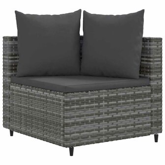 8-delige Loungeset met kussens poly rattan grijs