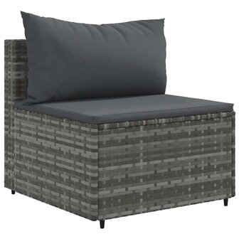 8-delige Loungeset met kussens poly rattan grijs