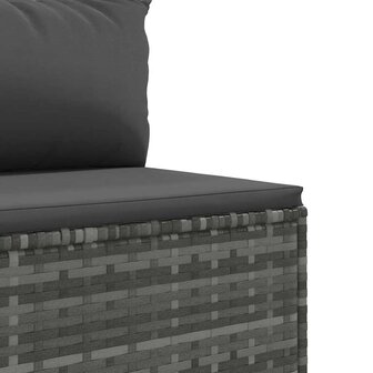 8-delige Loungeset met kussens poly rattan grijs