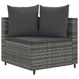 7-delige Loungeset met kussens poly rattan grijs
