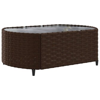4-delige Loungeset met kussens poly rattan bruin