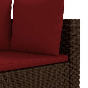 4-delige Loungeset met kussens poly rattan bruin