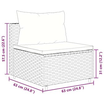4-delige Loungeset met kussens poly rattan bruin