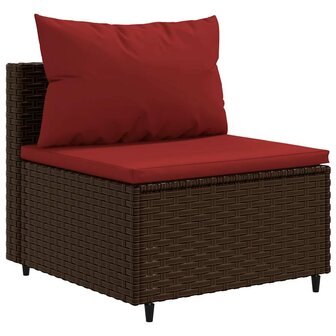 7-delige Loungeset met kussens poly rattan bruin