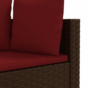 7-delige Loungeset met kussens poly rattan bruin