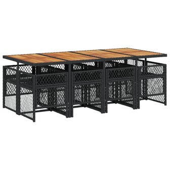 9-delige Tuinset poly rattan zwart