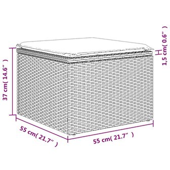 5-delige Loungeset met kussens poly rattan lichtgrijs