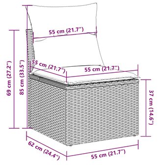8-delige Loungeset met kussens poly rattan lichtgrijs