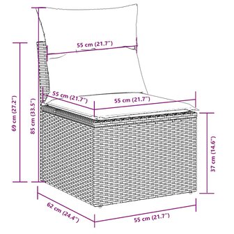 3-delige Loungeset met kussens poly rattan lichtgrijs