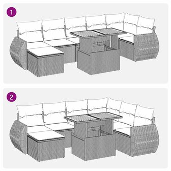 9-delige Loungeset met kussens poly rattan beige